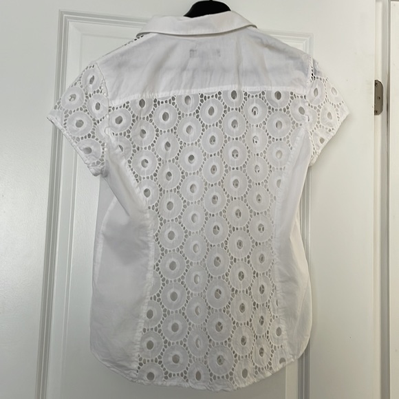 Inc International Concepts elegant white cotton lace short sleeves blouse - Picture 5 of 6